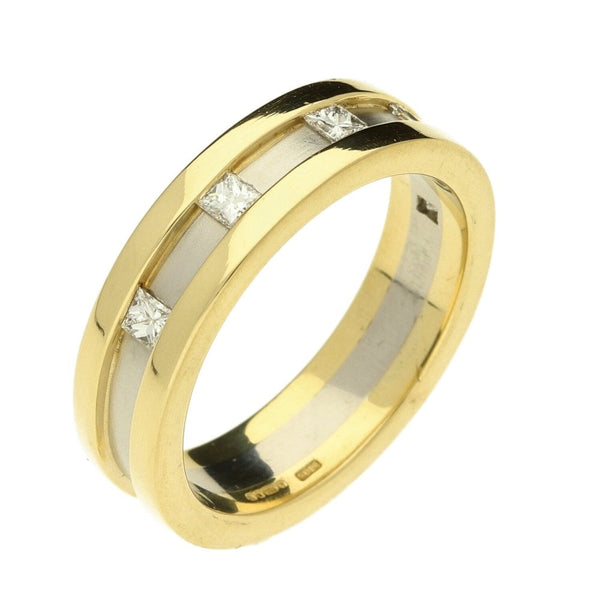 Gents 18ct Yellow and White Gold Diamond Band Ring