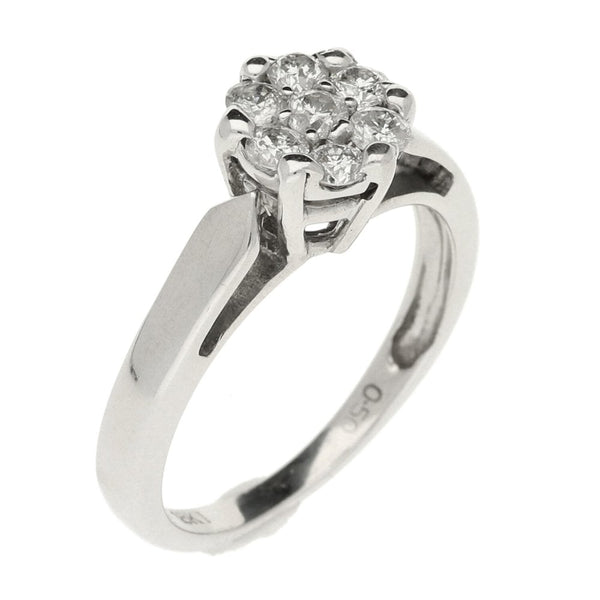 Ladies 18ct White Gold Diamond Cluster Ring - Size M - 0.50ct
