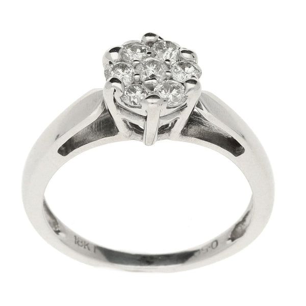 Ladies 18ct White Gold Diamond Cluster Ring - Size M - 0.50ct