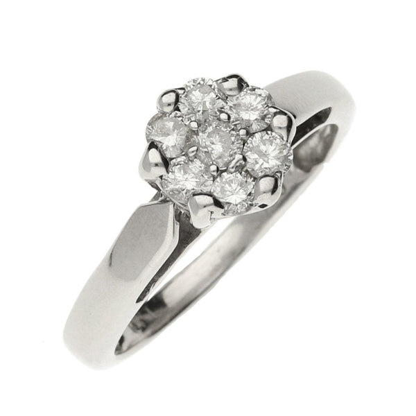Ladies 18ct White Gold Diamond Cluster Ring - Size M - 0.50ct
