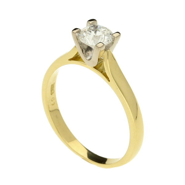 Ladies 18ct Yellow Gold Diamond Engagement Ring - Size O