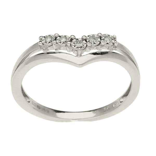 Ladies 9ct White Gold Diamond Wishbone Ring - Size K