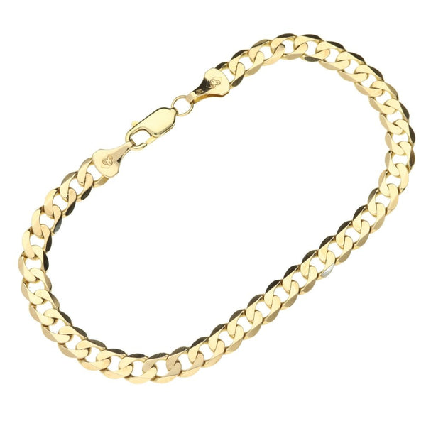 Ladies 9ct Yellow Gold Curb Bracelet - 7.5''
