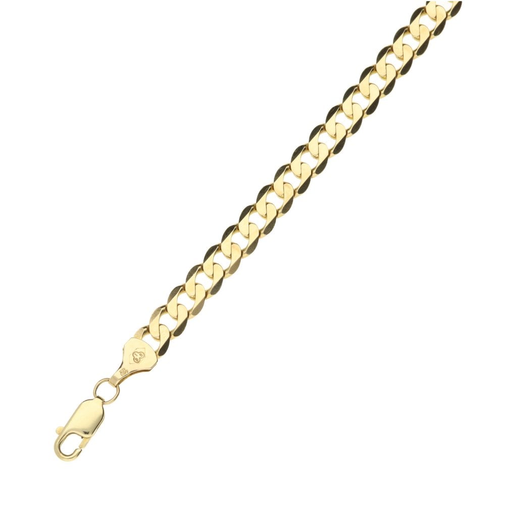 Ladies 9ct Yellow Gold Curb Bracelet - 7.5''