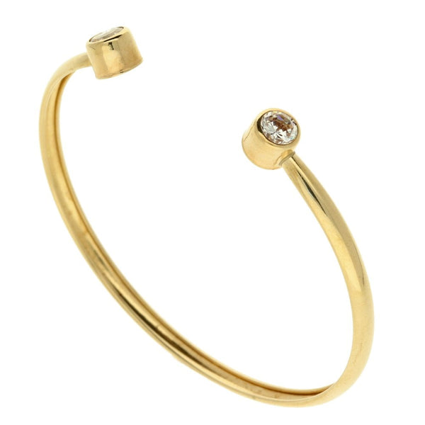 Childs 9ct Yellow Gold Stone Set Torque Bangle - 2.0g