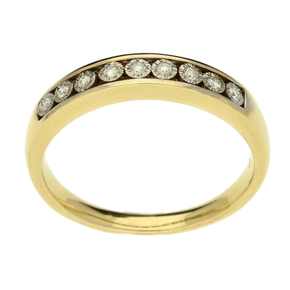 Ladies 9ct Yellow Gold Diamond Eternity Ring - Size N