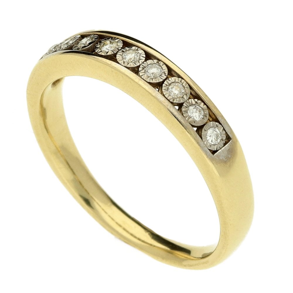 Ladies 9ct Yellow Gold Diamond Eternity Ring - Size N