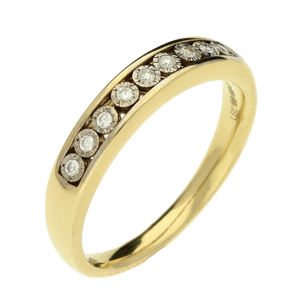 Ladies 9ct Yellow Gold Diamond Eternity Ring - Size N