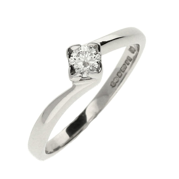 Ladies 18ct White Gold Diamond Engagement Ring - Size J - 0.15ct
