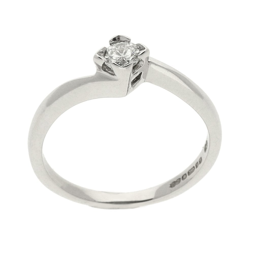 Ladies 18ct White Gold Diamond Engagement Ring - Size J - 0.15ct
