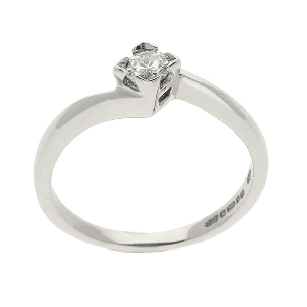 Ladies 18ct White Gold Diamond Engagement Ring - Size J - 0.15ct