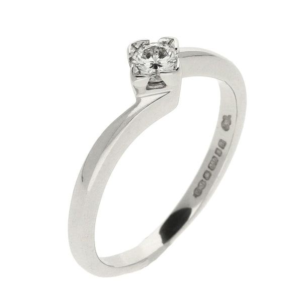 Ladies 18ct White Gold Diamond Engagement Ring - Size J - 0.15ct