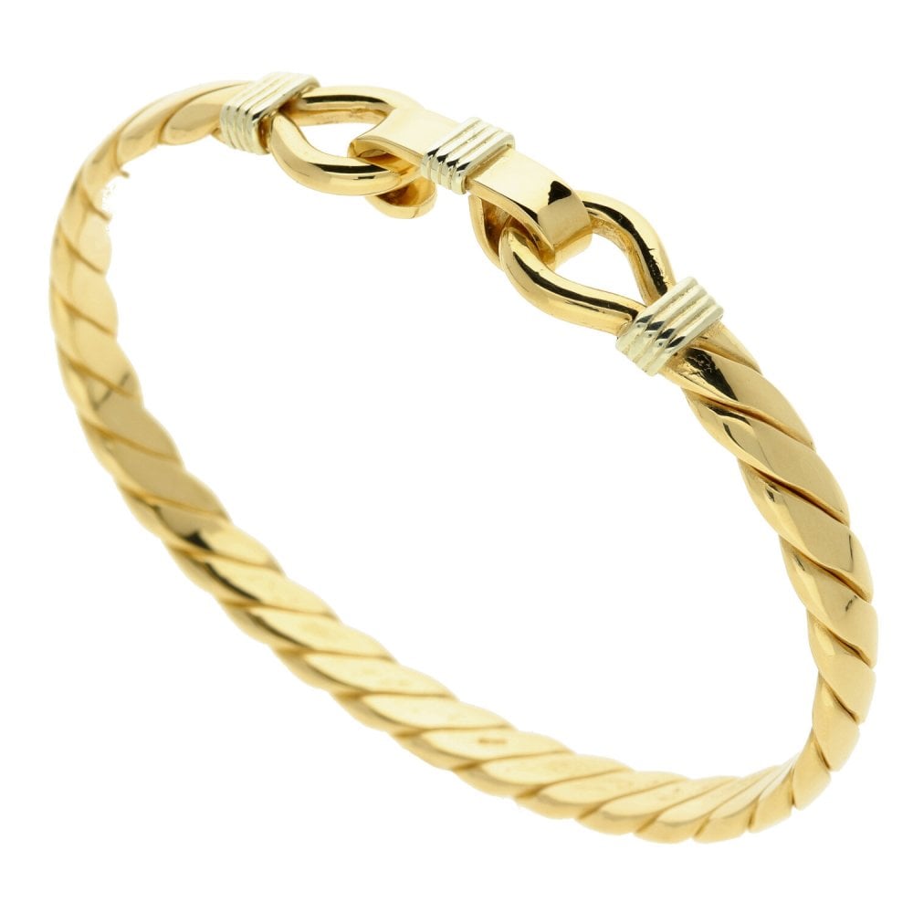Gents 9ct Yellow Gold Solid Twisted Bangle - 42.4g