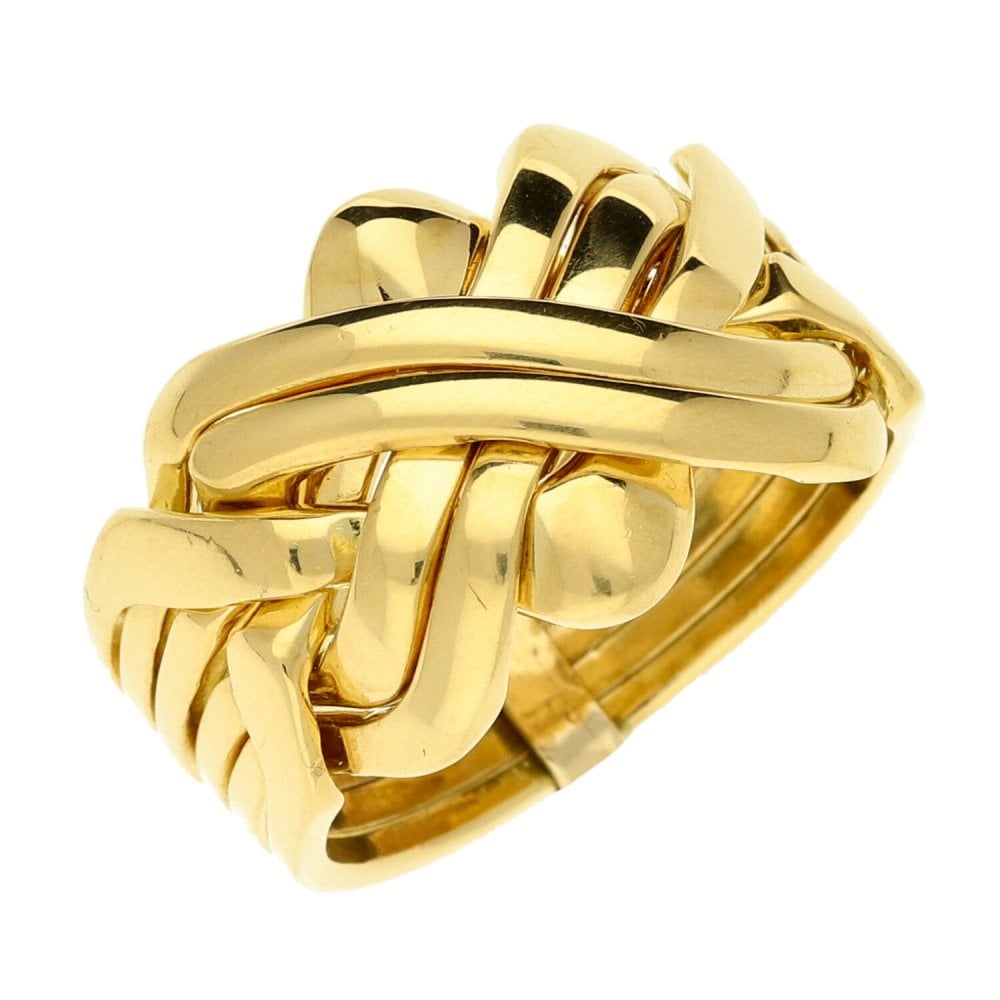 Gents 18ct Yellow Gold Puzzle Ring - Size O