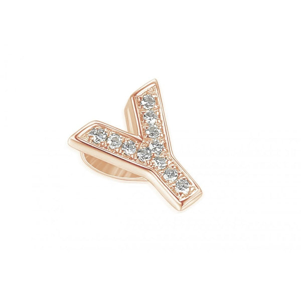 Ladies 9ct Rose Gold Diamond Initial Y Slider Pendant