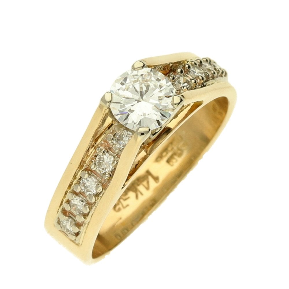 Ladies 14ct Yellow Gold Diamond Ring - Size K