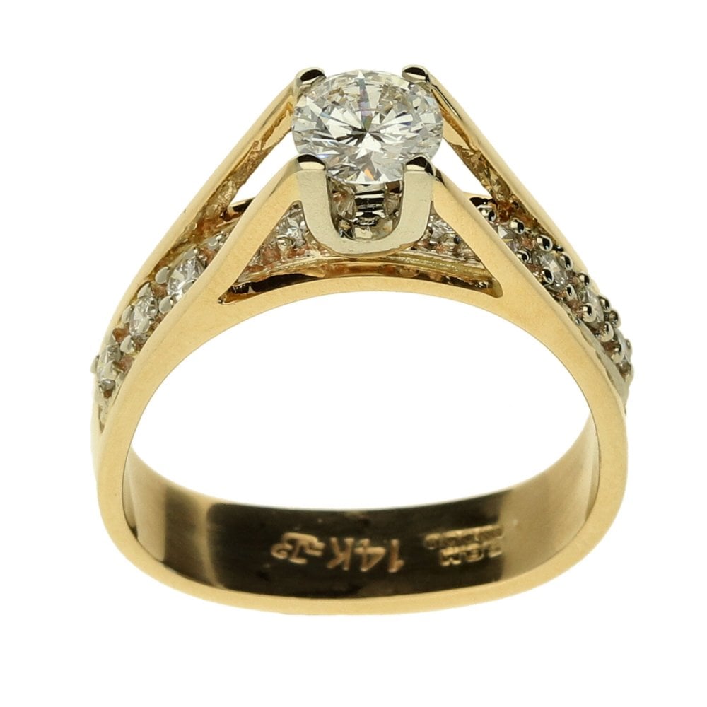 Ladies 14ct Yellow Gold Diamond Ring - Size K