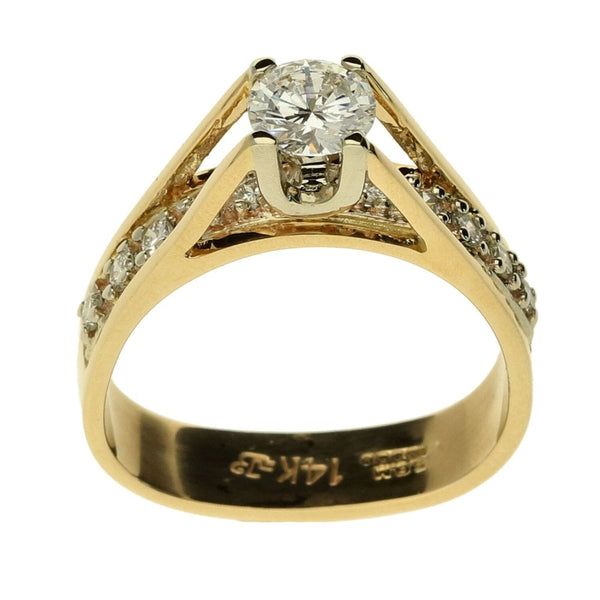 Ladies 14ct Yellow Gold Diamond Ring - Size K