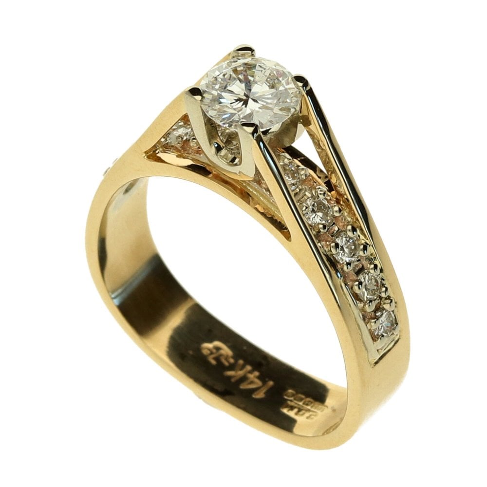 Ladies 14ct Yellow Gold Diamond Ring - Size K