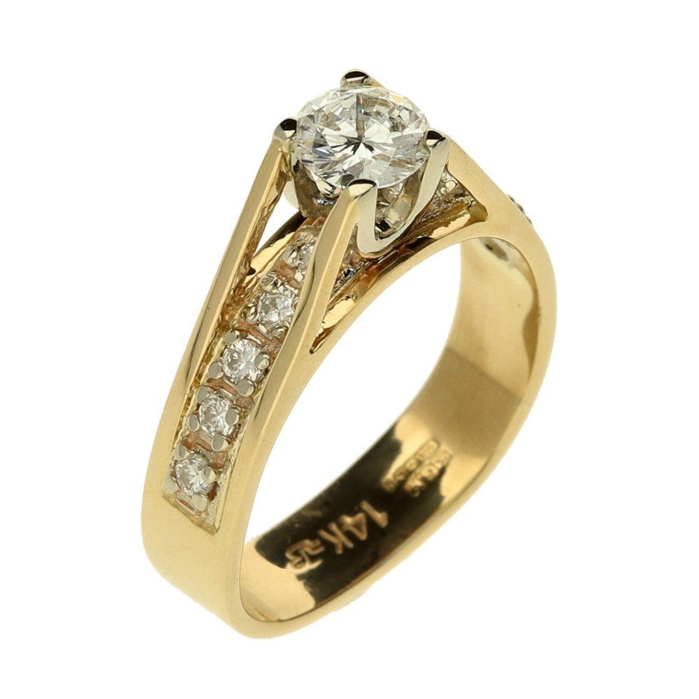Ladies 14ct Yellow Gold Diamond Ring - Size K