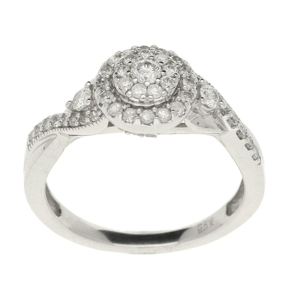 Ladies 9ct White Gold Diamond Cluster Ring - Size M - 0.50ct