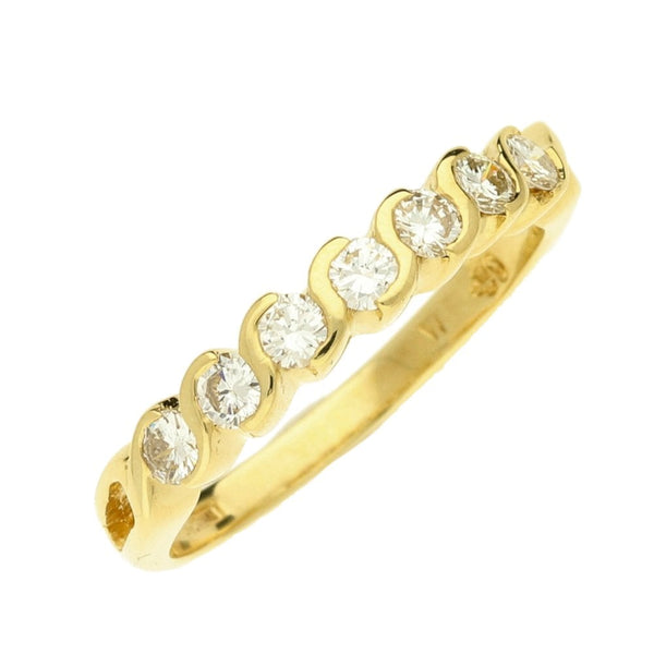 Ladies 18ct Yellow Gold Half Eternity Diamond Ring - Size P