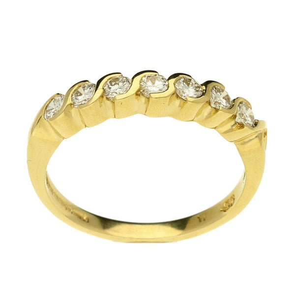 Ladies 18ct Yellow Gold Half Eternity Diamond Ring - Size P