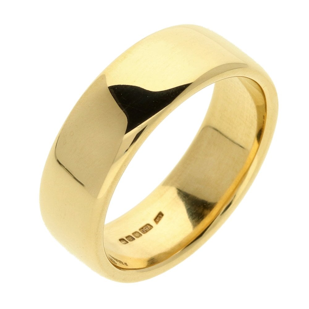 Gents 18ct Yellow Gold Wedding Ring - 7mm - Size W