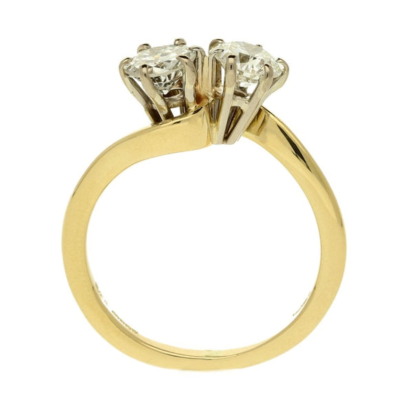 Ladies 18ct Yellow Gold Two Stone Diamond - Size M - 1.04ct