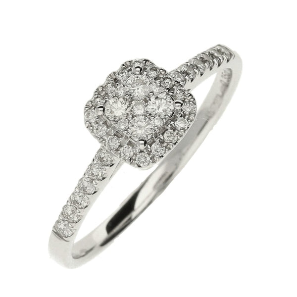 Ladies 9ct White Gold Diamond Cluster Ring - Size P - 0.35ct