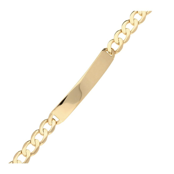 Mens 9ct Yellow Gold Solid Identity Bracelet - 14.2g