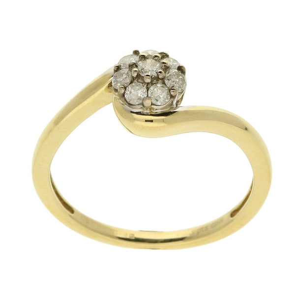 Ladies 9ct Yellow Gold Diamond Cluster Ring - 0.25ct