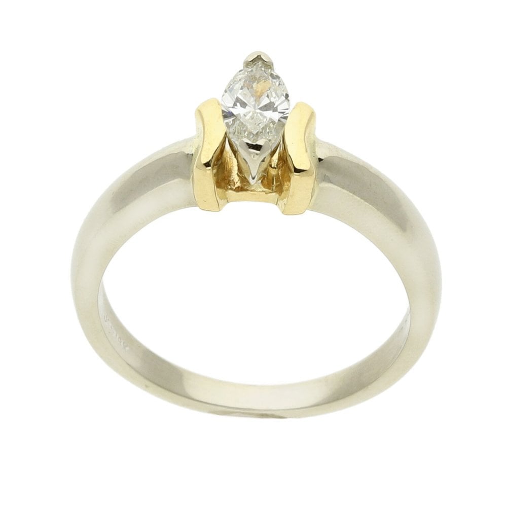 Ladies 18ct White Gold Marquise Diamond Ring - 0.25ct