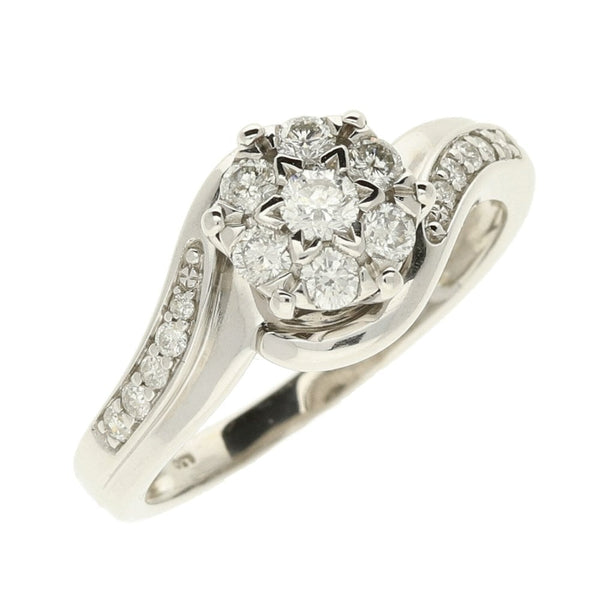 Ladies 9ct White Gold Diamond Cluster Ring - 0.50ct