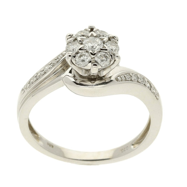 Ladies 9ct White Gold Diamond Cluster Ring - 0.50ct