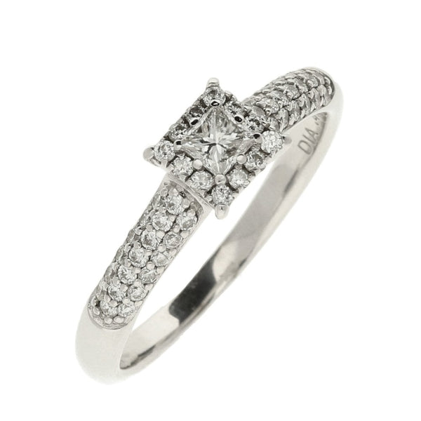 Ladies 9ct White Gold Diamond Cluster Ring - 0.47ct