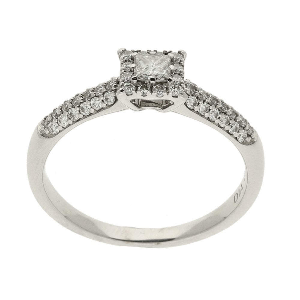 Ladies 9ct White Gold Diamond Cluster Ring - 0.47ct