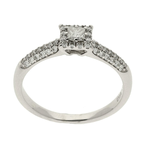 Ladies 9ct White Gold Diamond Cluster Ring - 0.47ct