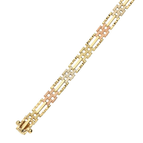 Ladies 9ct Multi Tone Coloured Gate Bracelet - 8.8g