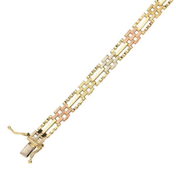 Ladies 9ct Multi Tone Coloured Gate Bracelet - 8.8g