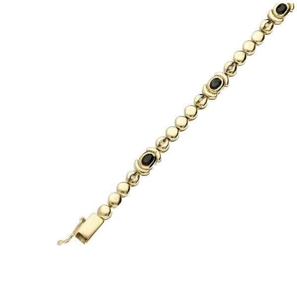 Ladies 9ct Yellow Gold Diamond and Sapphire Tennis Bracelet