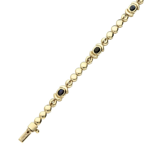 Ladies 9ct Yellow Gold Diamond and Sapphire Tennis Bracelet