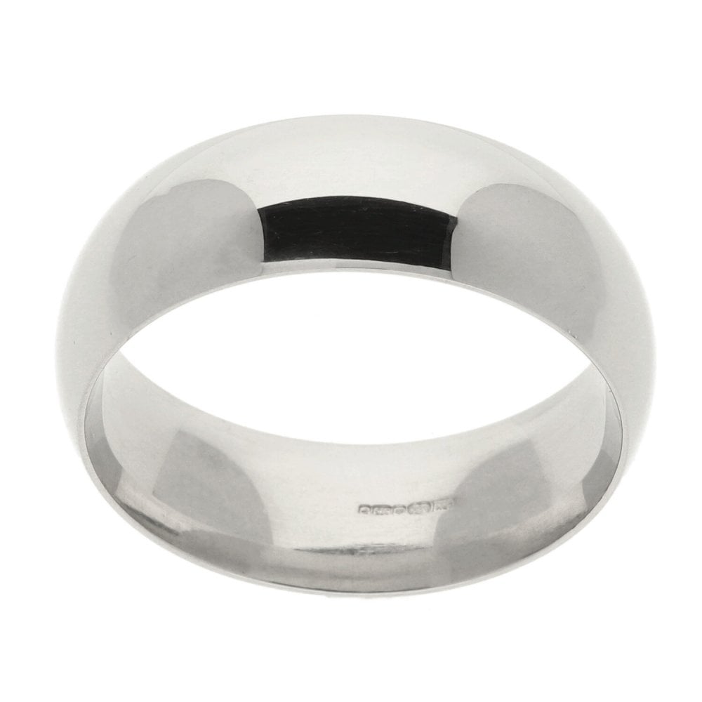 Gents 9ct White Gold Wedding Ring - Size Y - 8mm