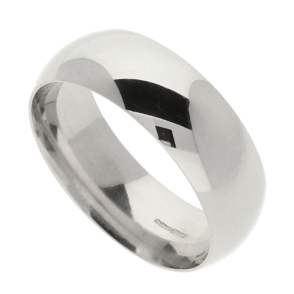 Gents 9ct White Gold Wedding Ring - Size Y - 8mm