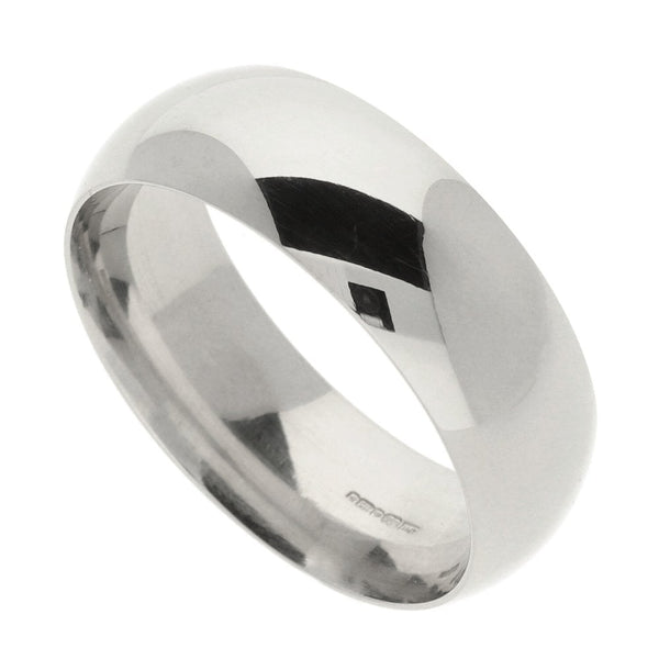 Gents 9ct White Gold Wedding Ring - Size Y - 8mm