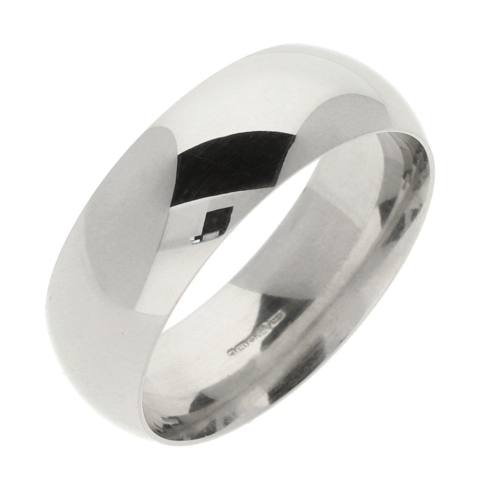 Gents 9ct White Gold Wedding Ring - Size Y - 8mm