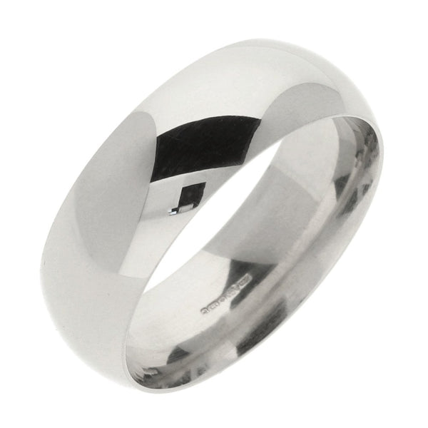 Gents 9ct White Gold Wedding Ring - Size Y - 8mm