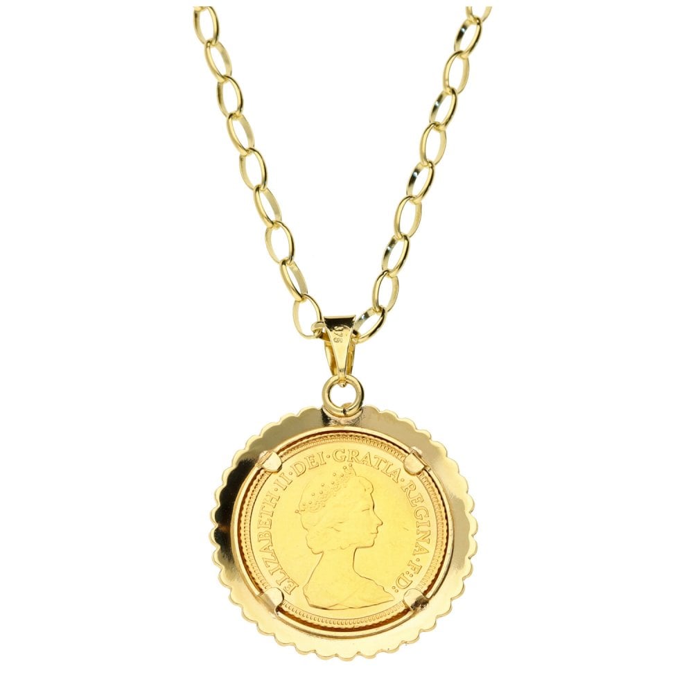 1982 Queen Elizabeth Half Sovereign Pendant & 22'' Chain