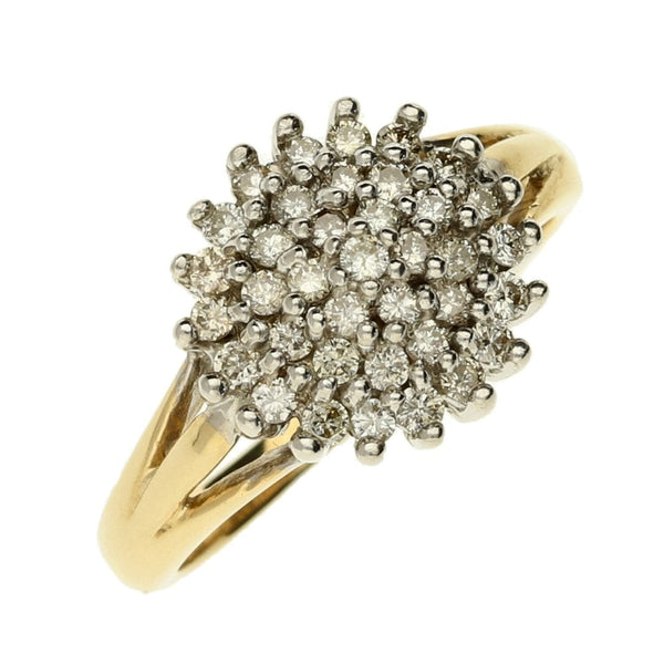 Ladies 9ct Yellow Gold Diamond Cluster Ring - 0.50ct