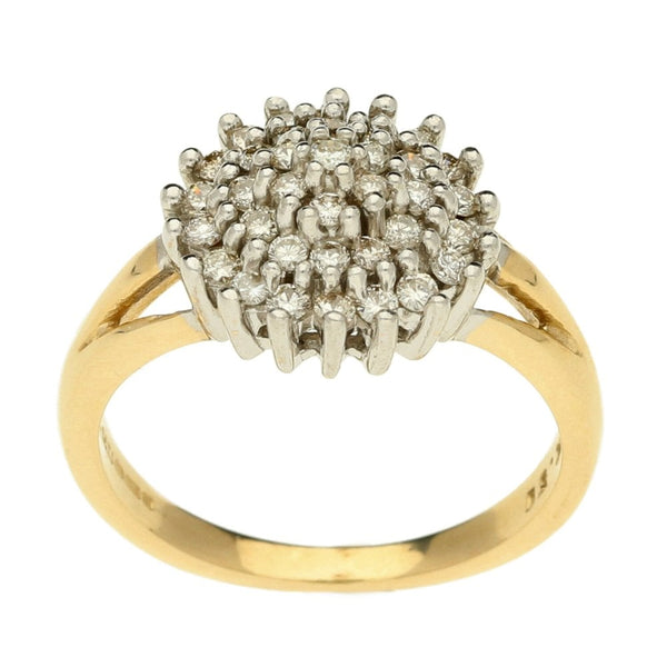 Ladies 9ct Yellow Gold Diamond Cluster Ring - 0.50ct